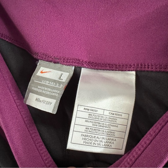 NIKE Dri-FIT Cropped Leggings L High Waisted Black Purple Athletic Capri Sporty - Picture 8 of 14